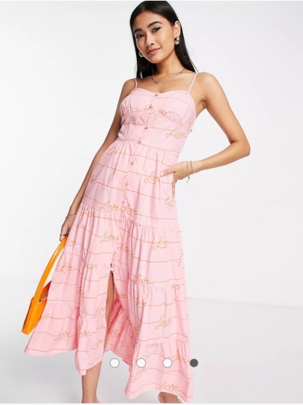 Pink 'Love' Print Tiered Midi Dress - Never Fully Dressed